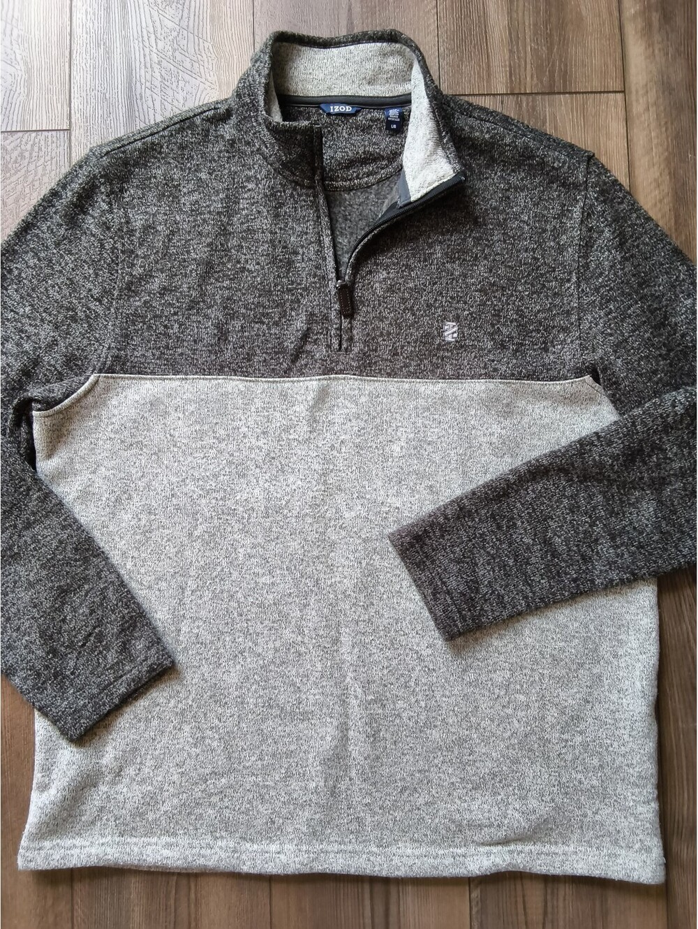 IZOD Men's Thermasoft Tech Quarter-Zip Fleece Grey Color block Pullover LG